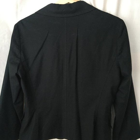 Black linen blend 3/4 sleeve blazer - Picture 3 of 4